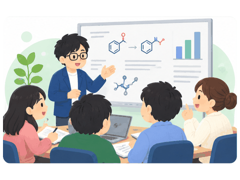 Group discussion around a research presentation and results.