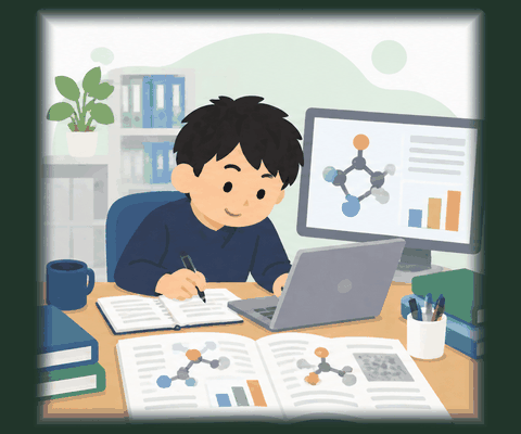 Student preparing for a journal discussion by reading and taking notes.