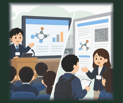 Members communicating research through presentations and poster sessions.